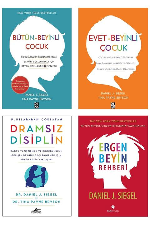 Betonsu Tasarım Bütün Beyinli + Evet Beyinli Çocuk + Dramsız Disiplin + Ergen Beyin Rehberi / Daniel Siegel 4 Kitap