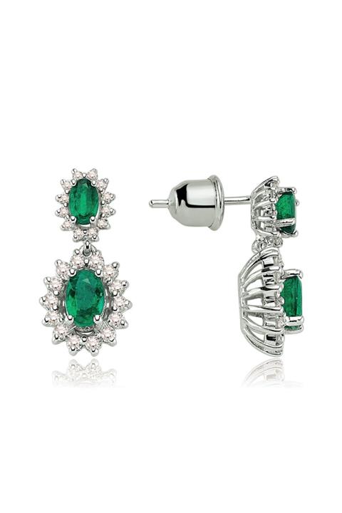 Emel Pırlanta 2.64 Ct. Pırlanta Zümrüt Küpe