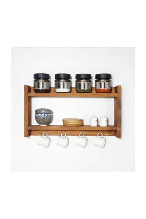 Enmax Ahşap Baharatlık Mutfak Rafı Banyo Rafı Duvar Rafı