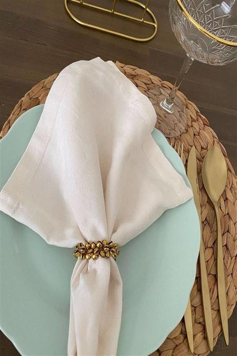 ESanat Evi 4 Adet Çıngıraklı Modern Gold Boncuk Peçete Yüzüğü