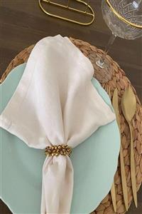 ESanat Evi 4 Adet Çıngıraklı Modern Gold Boncuk Peçete Yüzüğü