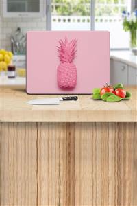 Saban Pembe Ananas Desenli Cam Kesme Tahtası - Cam Kesme Tablası | 30 Cm X 40 Cm