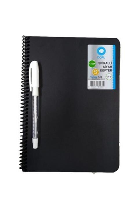 SATTIMCOM 40 Sayfa 17x24 Cm Siyah Defter Ve Beyaz Kalem Side