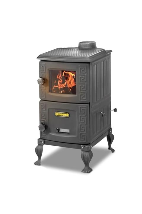 Hier Erendemir Soba Siyah Mini Turbo Döküm Şömine Pik Ayaklı