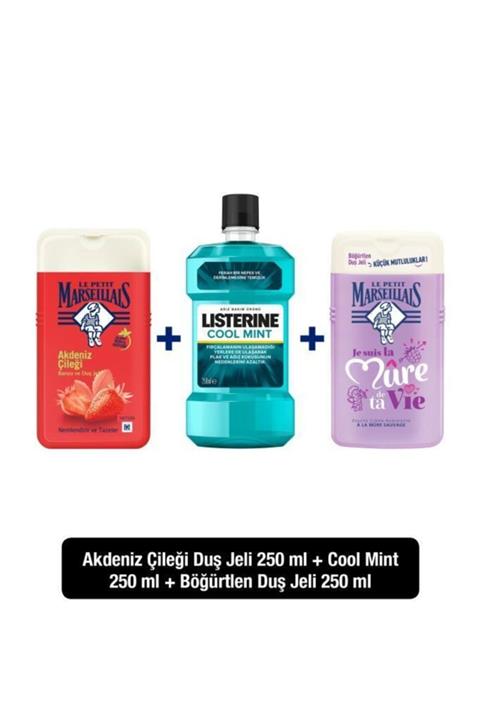 Le Petit Marseillais Lpm Akdeniz Çileği 250 Ml+listerine Cool Mint Hafif Tat 250 Ml+lpm Duş Jeli Böğürtlen 250 Ml