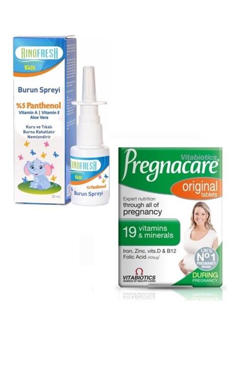 RINOFRESH Çocuklar Için Panthenol Burun Spreyi 20 Ml+ Pregnacare Hamileler Için 30 Tablet