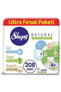 Sleepy Natural Külot Bez 4+ Numara Maxi Ultra Fırsat Paketi 208 Adet