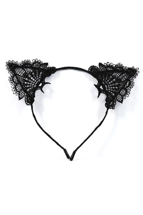 MODAMOT Dantelli Kedi Kulaklı Siyah Taç