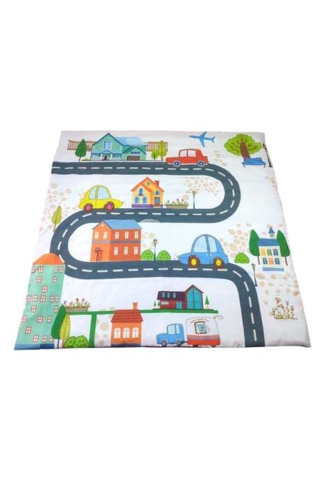 LaLaLandİZ Unisex Bebek Şehir Oyun Halısı Minderi Matı