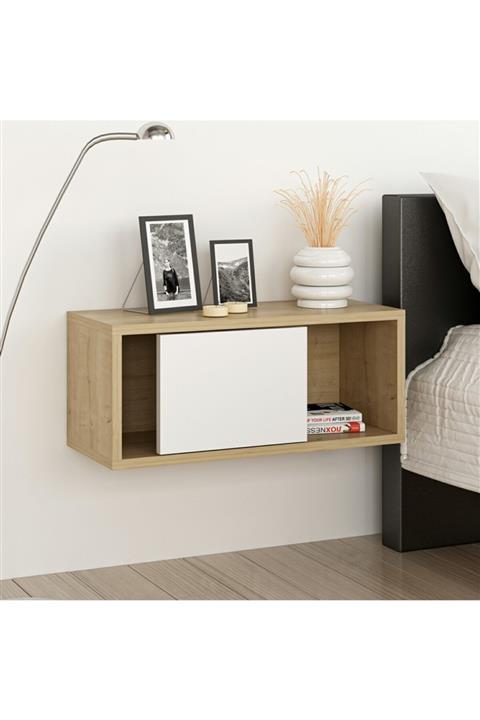 Home İzi Node Duvara Monte Sürgülü Komodin - Beyaz/safir Meşe