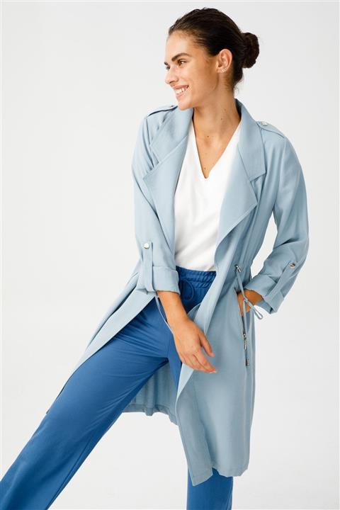 Ekol Yakalı Önden Açık Trençkot