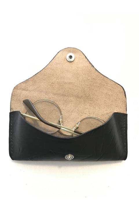 Leather Harmonica Hakiki Deri Unisex Gözlük Kabı