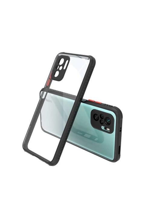 Xiaomi Redmi Note 10 - 10s Kılıf Köşe ve Kamera Korumalı Arkası Şeffaf Renkli Tuşlu Silikon