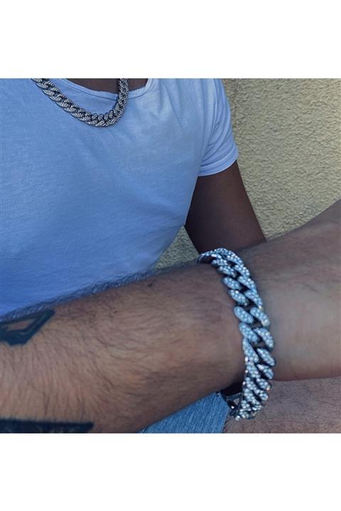 XUPING JEWELRY 13mm Silver Cuban Bileklik