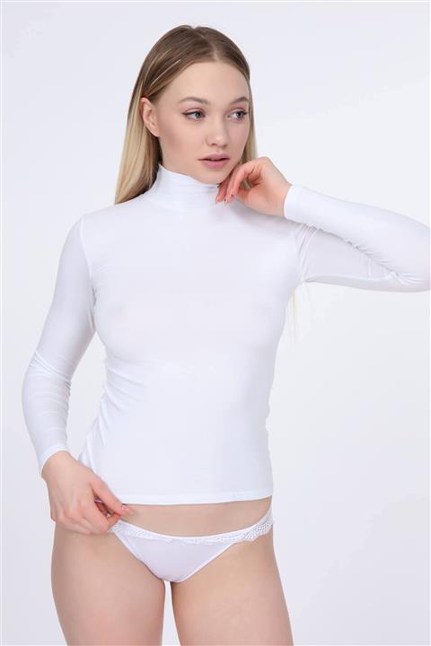 OBJE Beyaz Penye Modal Dik Yaka Bady