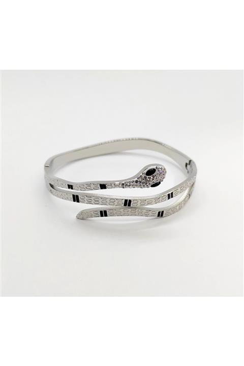 ANATOLİA GÜMÜŞ SAAT Yılan Modeli 316 L Çelik Tasarım Kelepçe