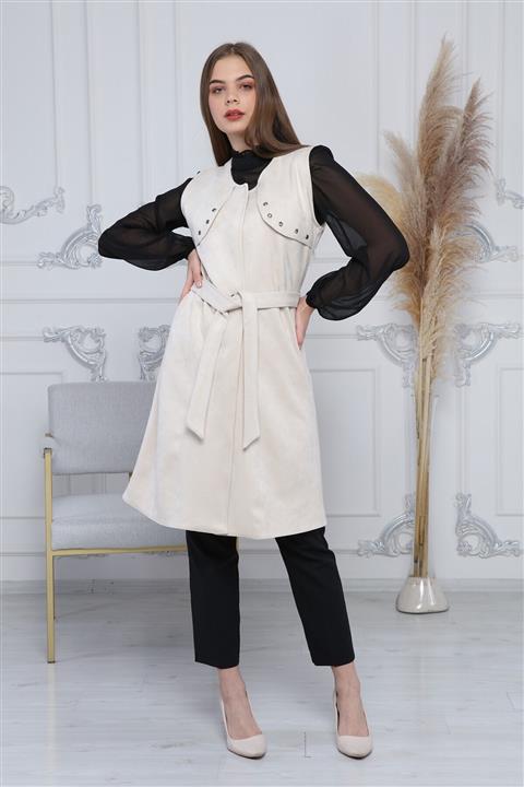 apsen Kuşgözü Detaylı Süet Yelek 8021/108