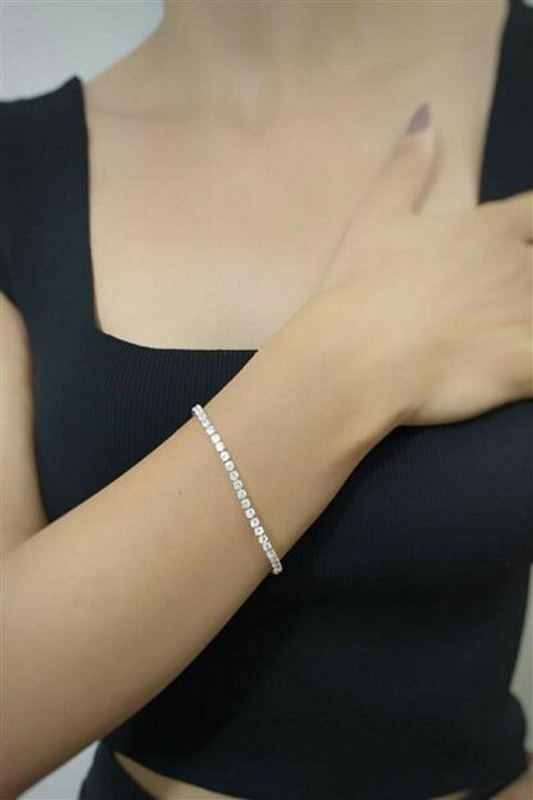 bymissnora İnce Su Yolu Zirkon Taşlı Kararma Yapmaz Bileklik