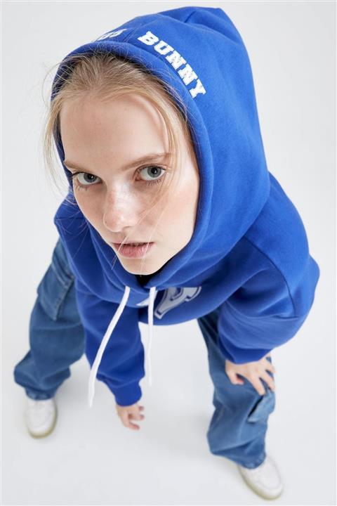 DeFacto Bugs Bunny Lisanslı Kapüşonlu Oversize Fit Sweatshirt