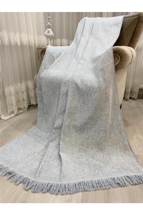 Özlü Home Lüks Pamuklu Koltuk Örtüsü Buz Mavisi 170x220