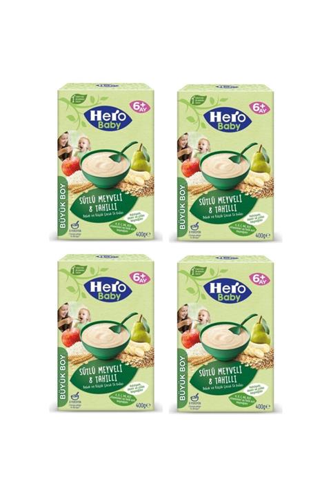 Hero Baby Sütlü Meyveli 8 Tahıllı Kaşık Maması 400 gr X 4 Adet