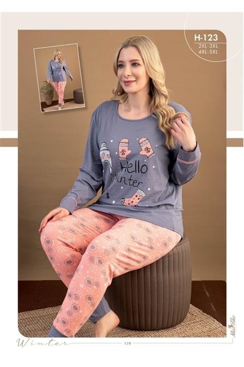 Aria's Closet Büyük Beden Hello Winter Pijama Takımı