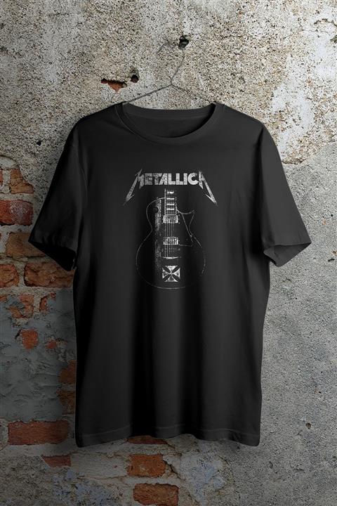 WePOD Metallica Retro Guitar Siyah Unisex Tshirt