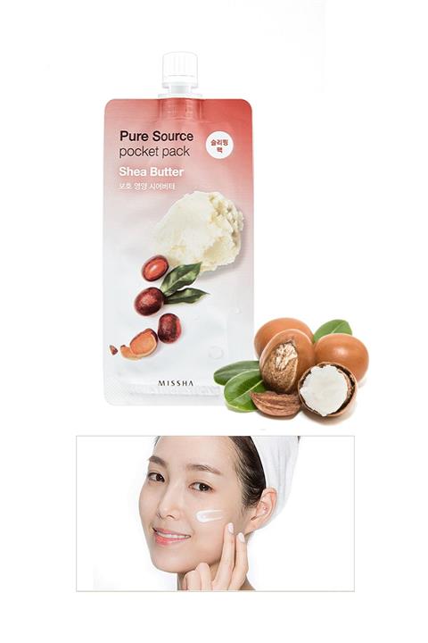 Missha Besleyici Nemlendirici Shea Yağı Özlü Uyku Maskesi 10ml Pure Source Pocket Pack Shea Butter