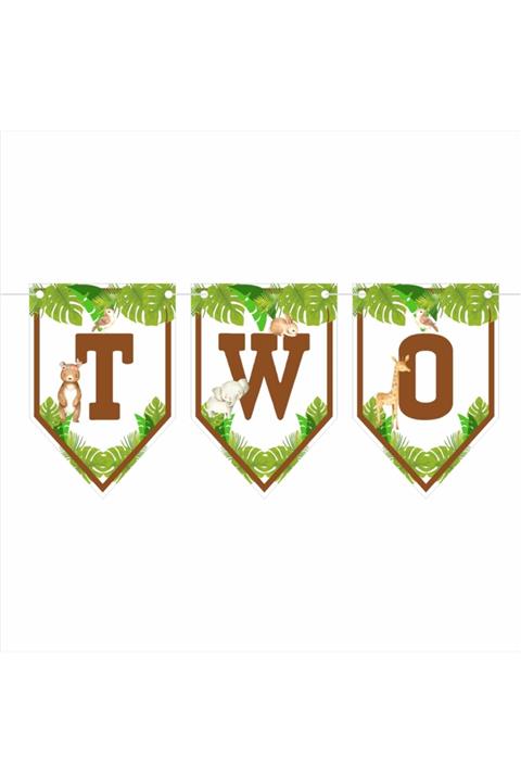 SİYAH PARTİ EVİ Safari Doğum Günü Two Bayrak Banner