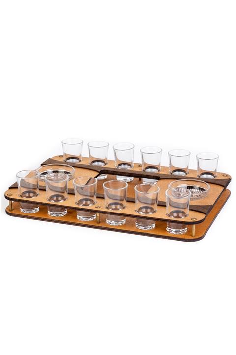 MicroWood Tekila Tepsisi, Tekila Küreği, Ahşap Tekila Shot Seti, Bardak Ve Kaseler Dahil, Tekila Sunum