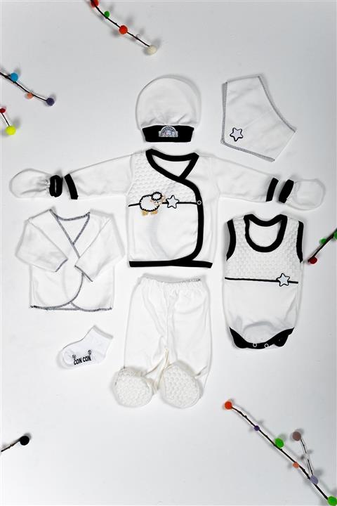 Mai Perla Kuzu Figürlü Unisex Bebek 8 Li Hastane Çıkışı Yenidoğan