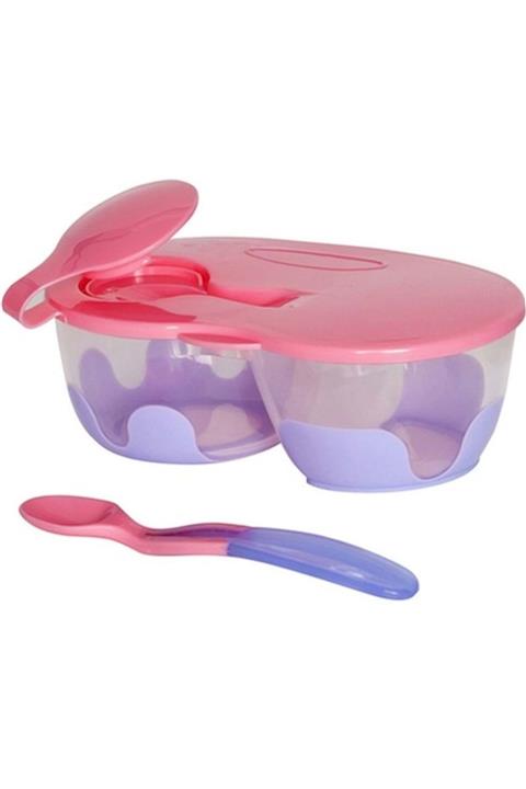 Bebedor 2 Bölmeli Tabak Kaşık Seti Pembe Lila