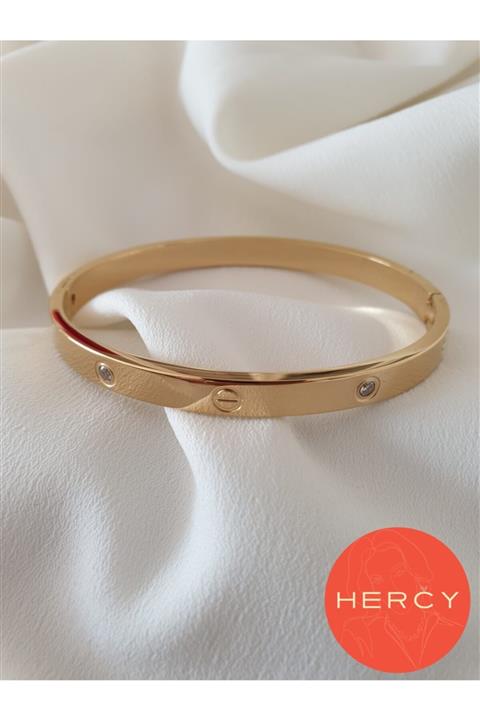 Mercy Aksesuar Kadın Altın Kaplama Çelik Kelepçe Bileklik