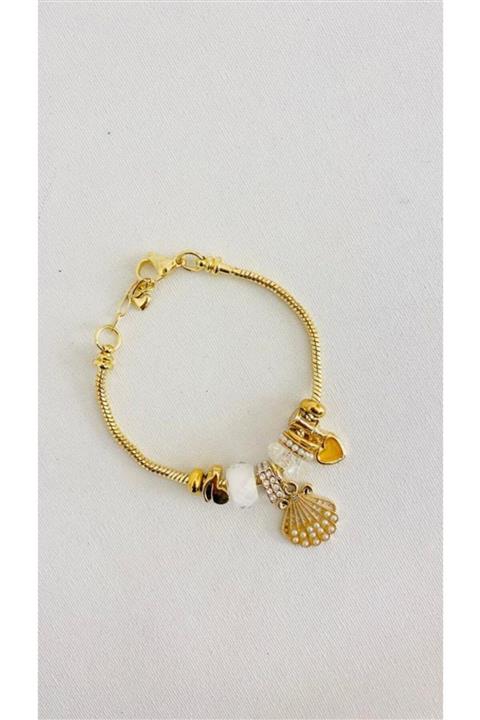 Alin Moda Istiridye Detaylı Gold Bileklik