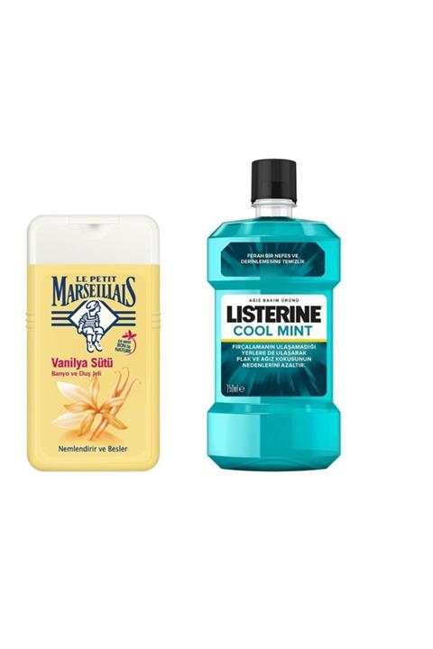 Listerine Cool Mint Ağız Gargarası 250 ml ve Le Petit Marseillais Vanilya Sütü Banyo ve Duş Jeli 250