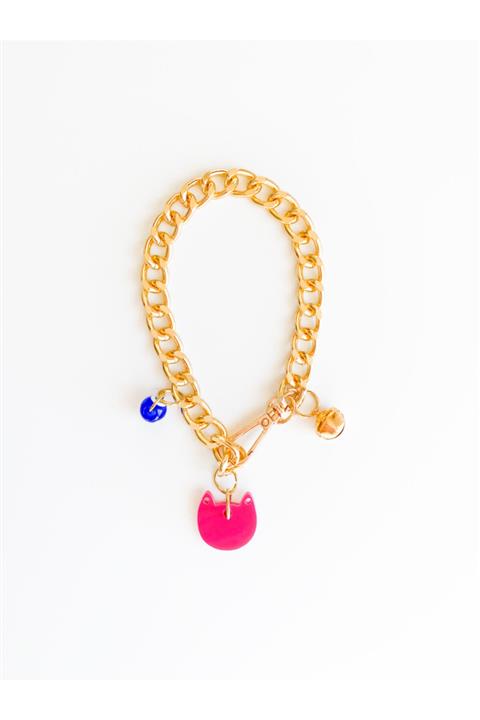 Petsbro.official 25cm Kedi Kolyesi 1. Sınıf Paslanmaz Alüminyum Zincir - Gold Pembe