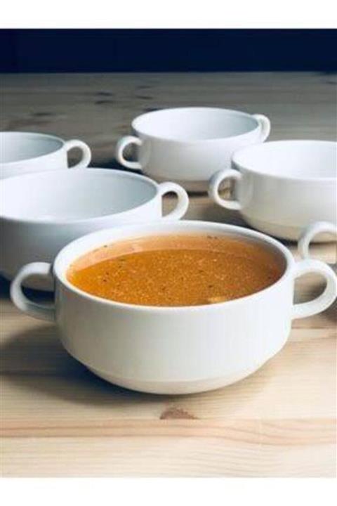 Güral Porselen 12 Cm Çift Kulplu Çorba Kase -6 Adet
