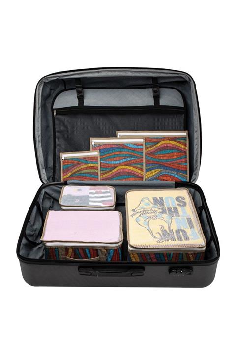 Modaxstore Elegant Desenli 6'lı Bavul Düzenleyici Organizer Bavul Içi Eşya Düzenleyici Fermuarlı Çanta Seti