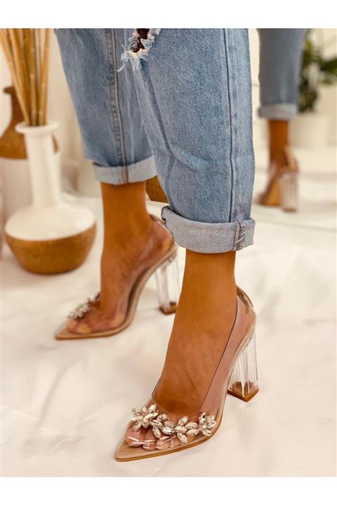 ERVANIN BUTİĞİ Kadın Ten Şeffaf  Büyük Numara Stiletto