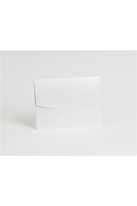 ARTİMED Metalik Beyaz Yatay Oval Kapaklı Davetiye Zarfı 14×20 cm 100 Adet