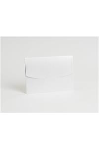 ARTİMED Metalik Beyaz Yatay Oval Kapaklı Davetiye Zarfı 14×20 cm 100 Adet
