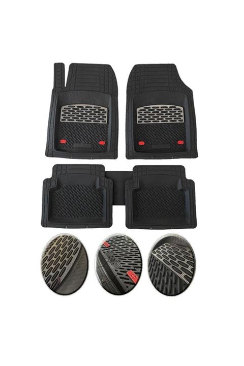 OtoLine Renault Megane 3 Coupe Uyumlu Ekstra Kanallı Havuzlu Paspas Seti Krom Gümüş 4d