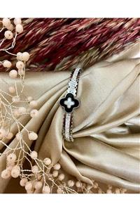 G&K ATELIER Taşlı Çelik Kelepçe Bileklik