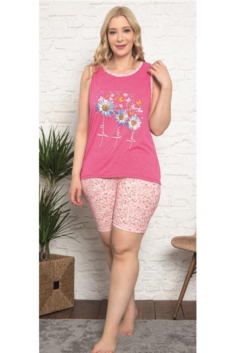 asma Papatya Desenli Fuşya Pijama Takımı 11458