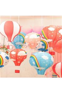 pratikbilgilerim Dekoratif Renkli Kağıt Dilek Feneri Balonu Renkli Uçan Balon