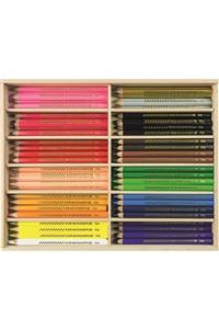 Eberhard Faber Faber Castell Kuruboya Boya Kalemi Jumbo Üçgen 144 Adet Ahşap Stand 18 Renk