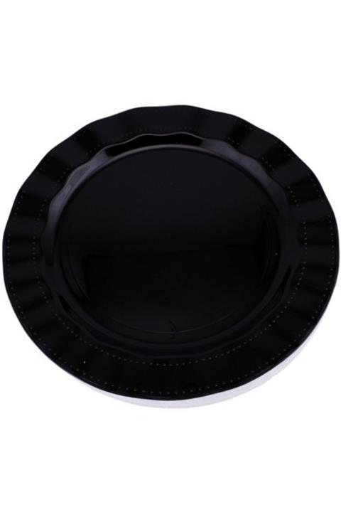 Skygo Siyah Renk Lüks Plastik Mika Yuvarlak Tabak 26 Cm 6 Adet