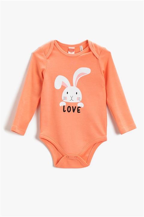 Koton Kız Bebek Tavşan Baskılı Çıtçıtlı Mercan Badi 2kng11318ok