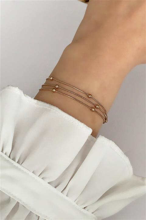 Çlk Accessories Çelik 3 Lü Topçuk Yılan Zincir Çelik Bileklik Trbilek7518 B35503