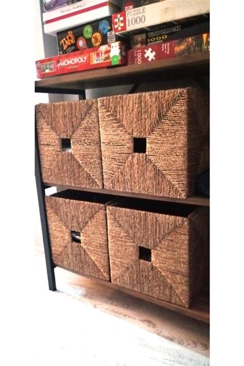 PERDE CENTER Dekoratif Düzenleyici Hasır Kutu